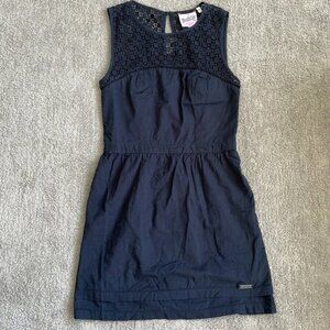 EC SuperDry Navy Cotton Dress with Lace Detail - Size Small